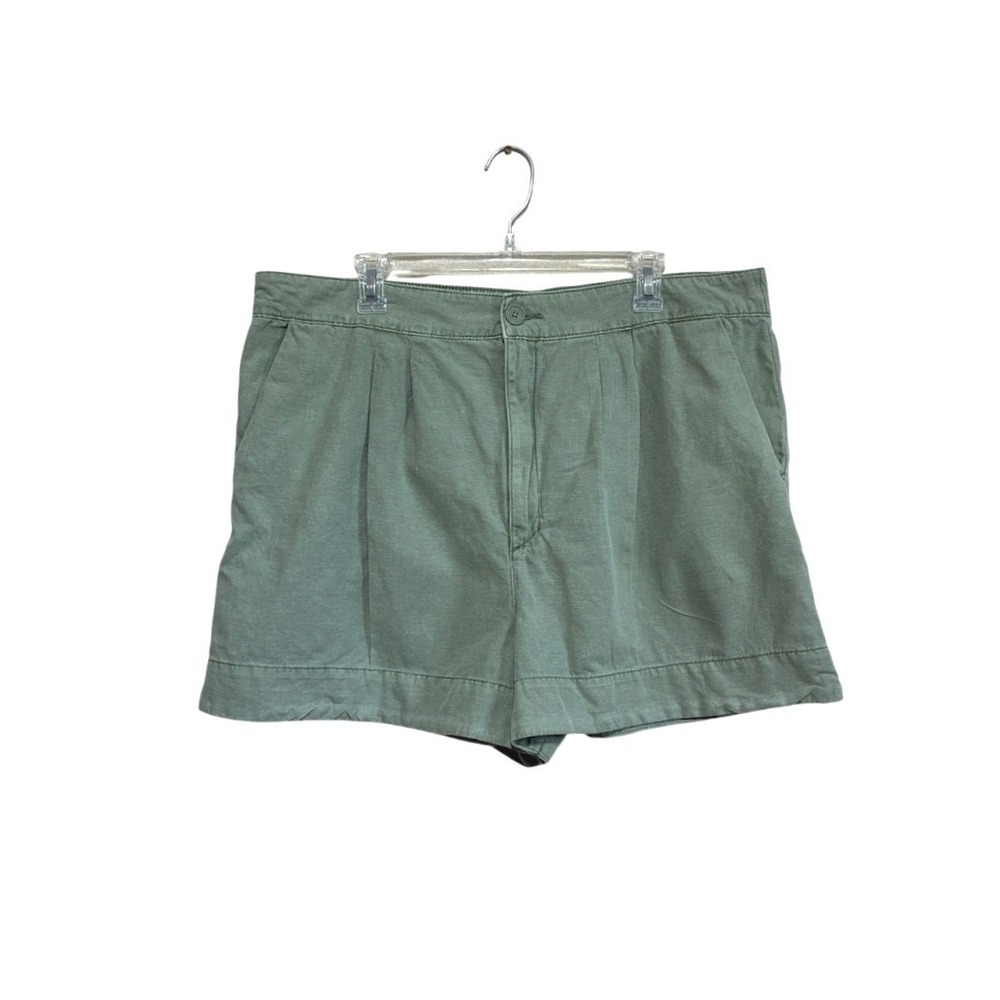Joie XL Sage Green Cotton Linen Pleated 4 Pocket Mom Shorts